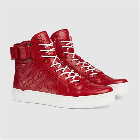 gucci red shoe high top|farfetch gucci hi tops.